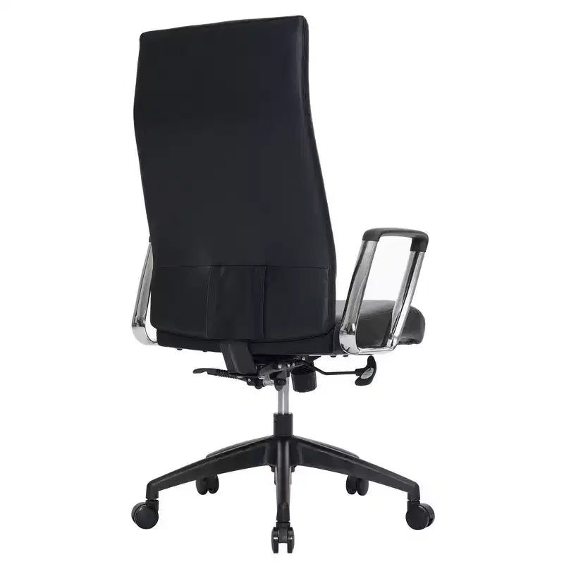 Fauteuil de bureau à dossier haut en cuir nervuré - Pivotant avec cadre en acier robuste