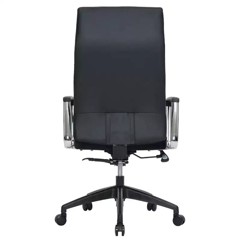 Fauteuil de bureau à dossier haut en cuir nervuré - Pivotant avec cadre en acier robuste