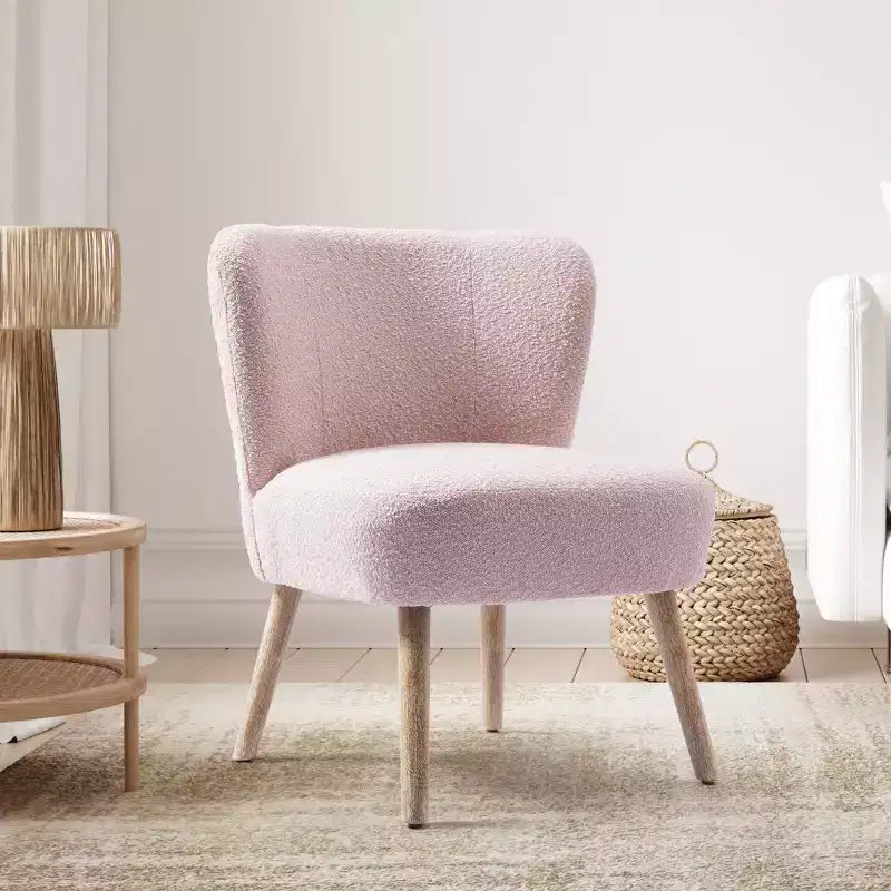 Fauteuil d'appoint sans accoudoirs large en bouclette