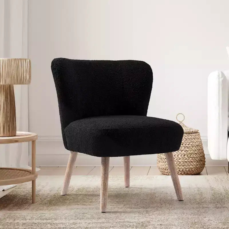 Fauteuil d'appoint sans accoudoirs large en bouclette