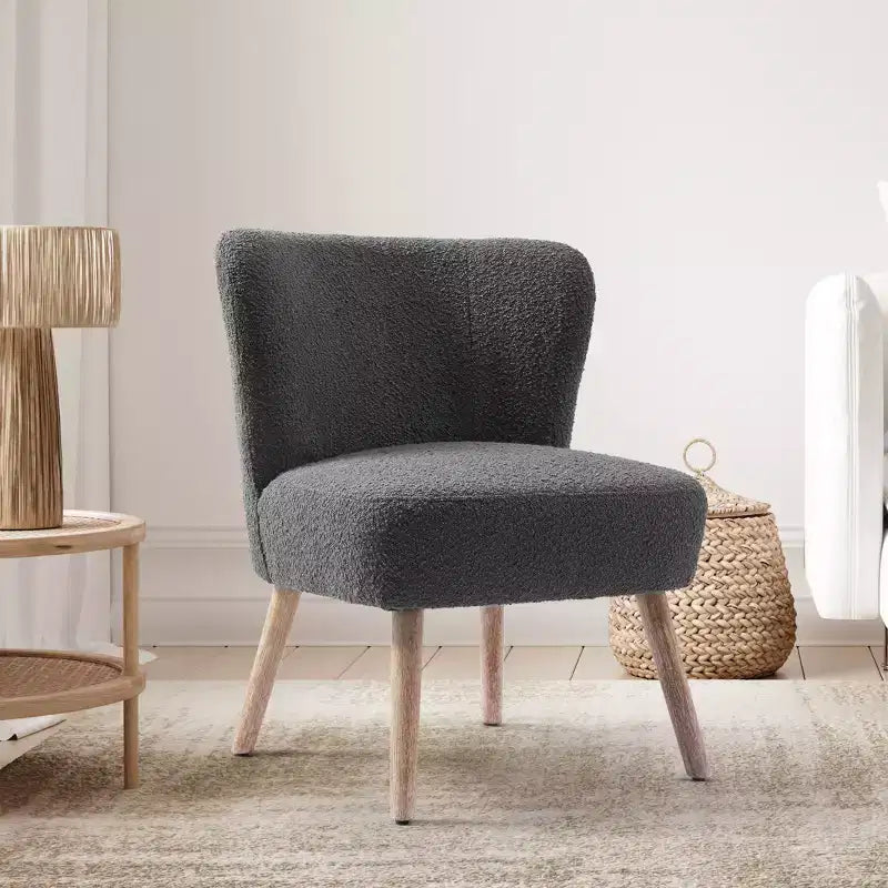 Fauteuil d'appoint sans accoudoirs large en bouclette