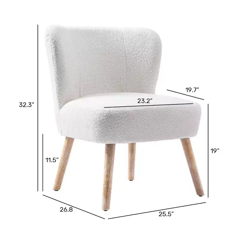 Fauteuil d'appoint sans accoudoirs large en bouclette