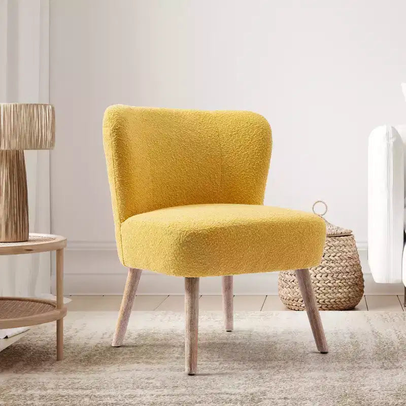 Fauteuil d'appoint sans accoudoirs large en bouclette