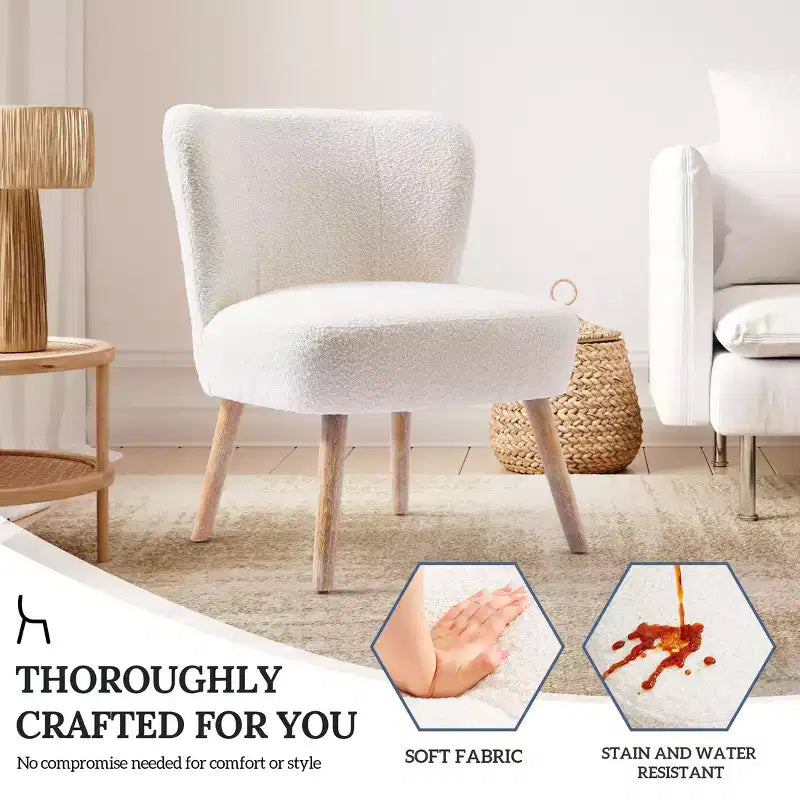 Fauteuil d'appoint sans accoudoirs large en bouclette