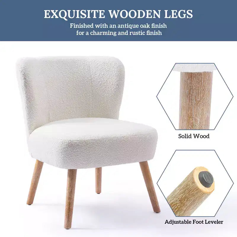 Fauteuil d'appoint sans accoudoirs large en bouclette