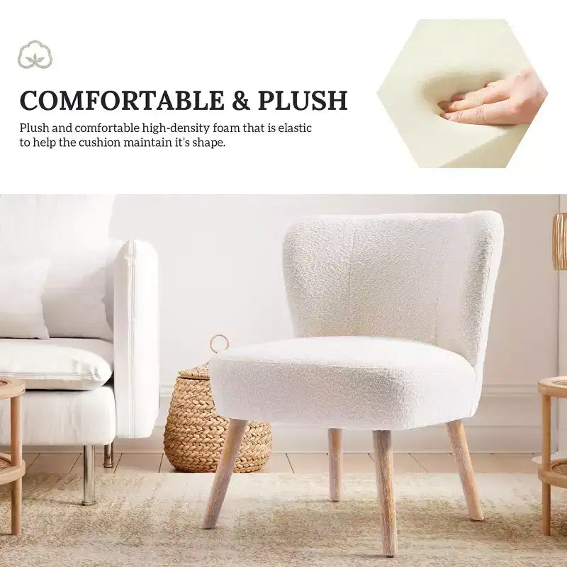 Fauteuil d'appoint sans accoudoirs large en bouclette