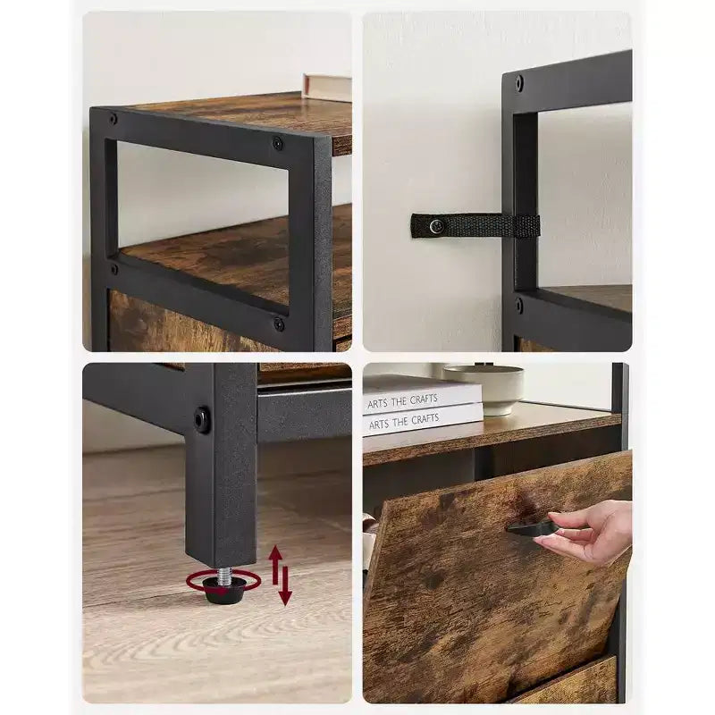Meuble à chaussures avec 3 portes basculantes, étagère de rangement avec compartiment ouvert