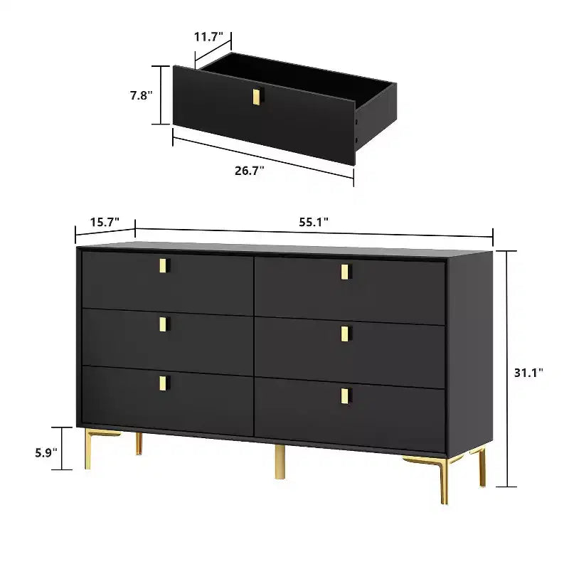 Commode de rangement à 6 tiroirs, commode moderne