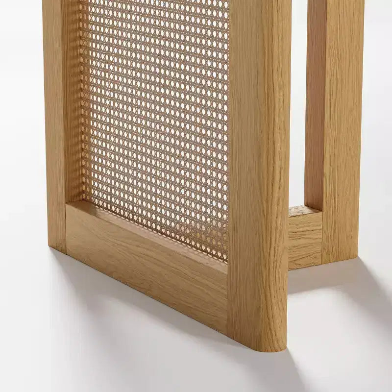 Table à manger rectangulaire en bois Mid-Century, table de cuisine en rotin
