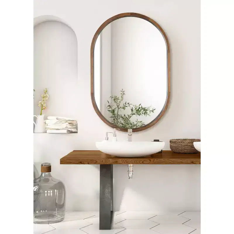 Miroir mural capsule encadré de bois