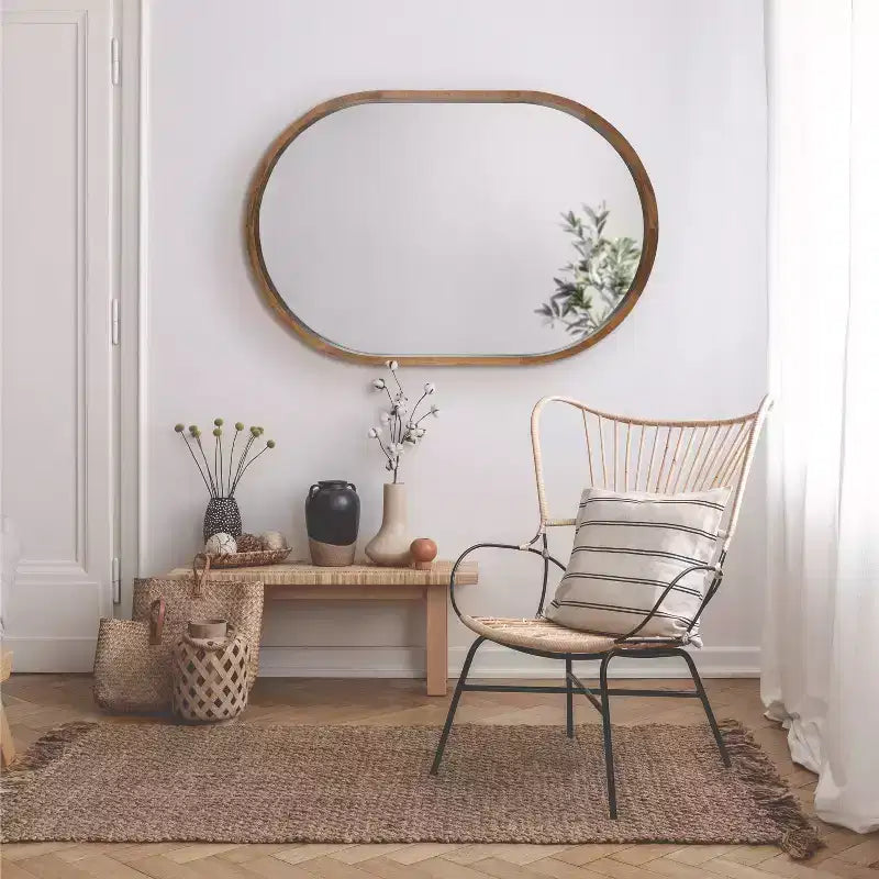 Miroir mural capsule encadré de bois