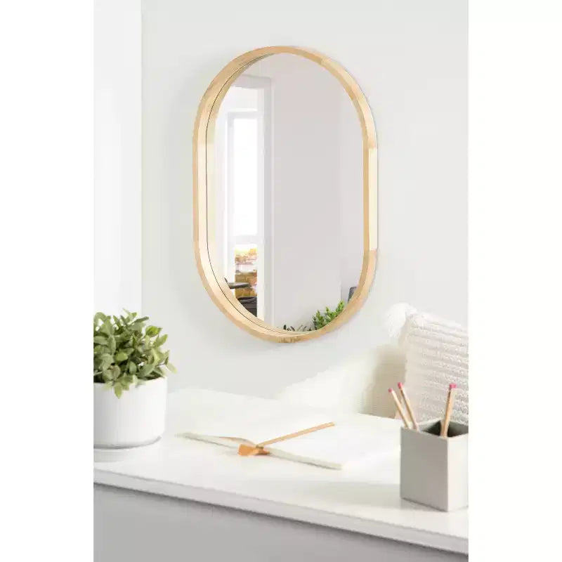 Miroir mural capsule encadré de bois