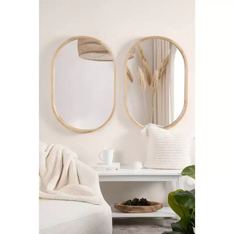 Miroir mural capsule encadré de bois