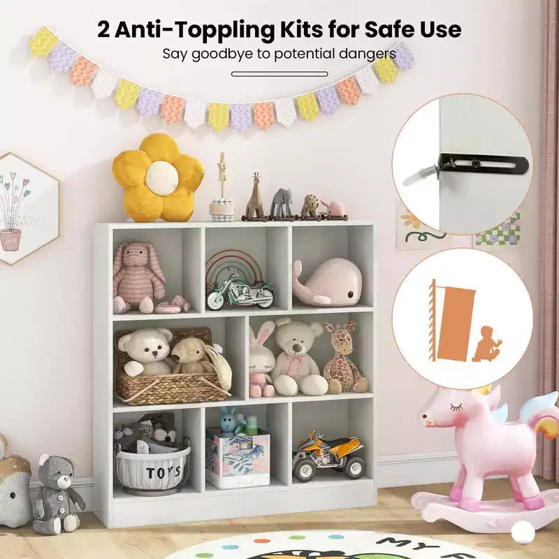 Étagère 8 cubes, Organiseur de rangement en bois pour jouets, 41 po
