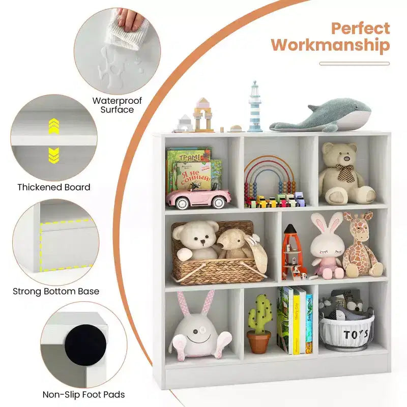 Étagère 8 cubes, Organiseur de rangement en bois pour jouets, 41 po