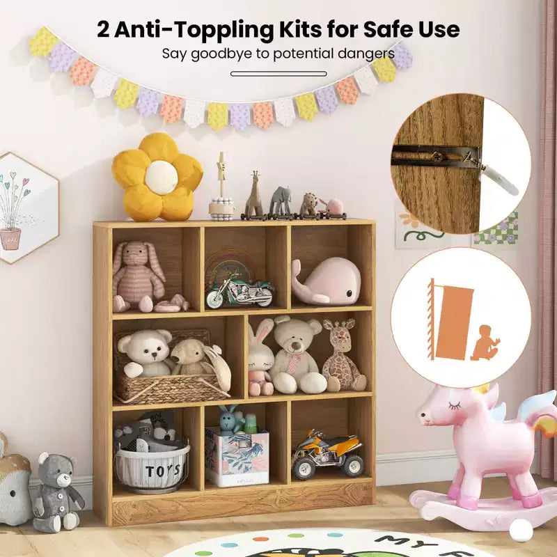 Étagère 8 cubes, Organiseur de rangement en bois pour jouets, 41 po