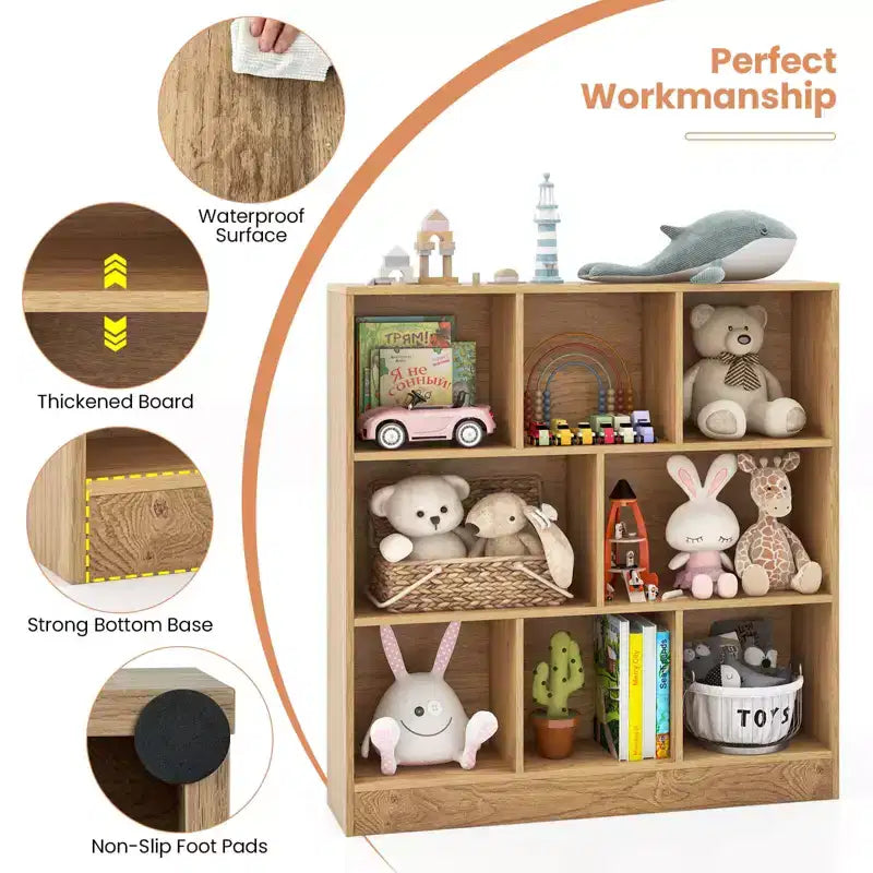 Étagère 8 cubes, Organiseur de rangement en bois pour jouets, 41 po