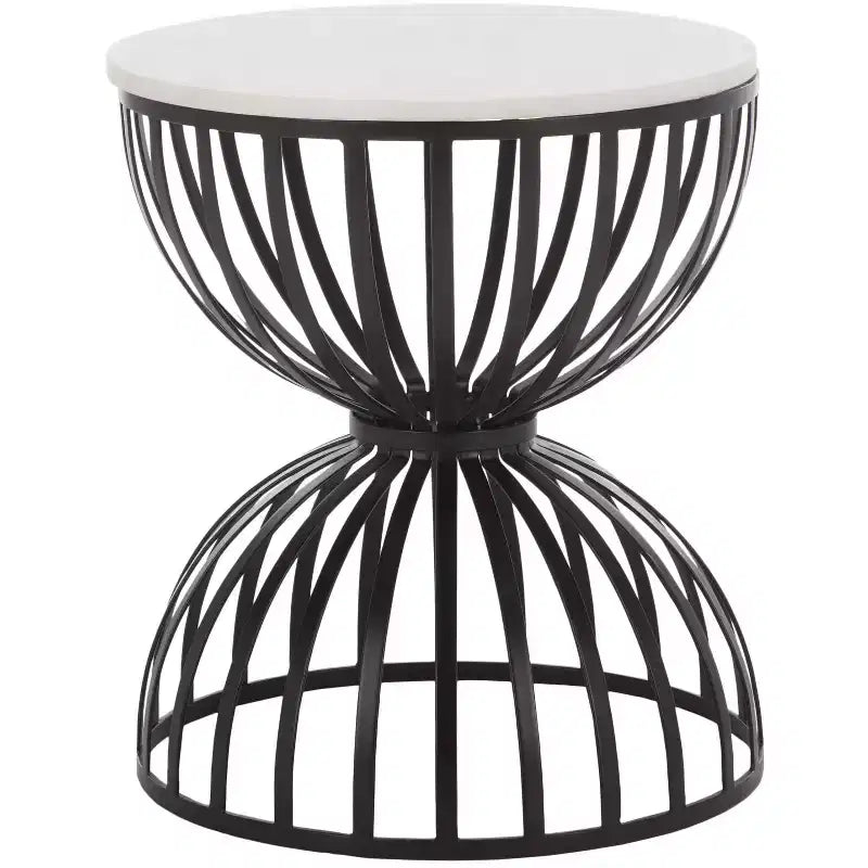 Tissaia Round Accent Table - ACC4616A - White Marble/Black - Safavieh