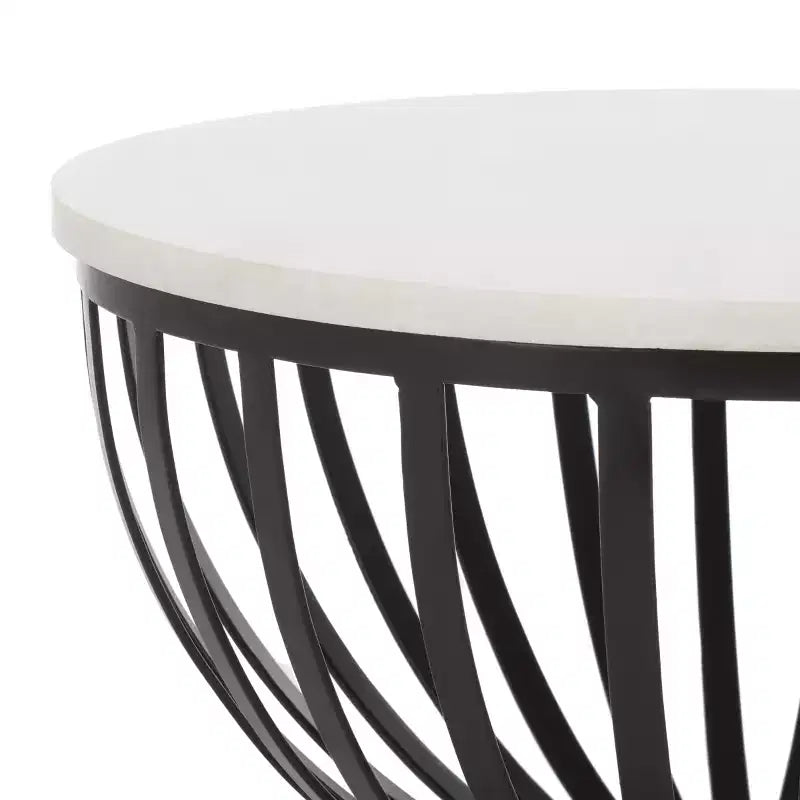 Table d'appoint ronde - Marbre blanc/Noir