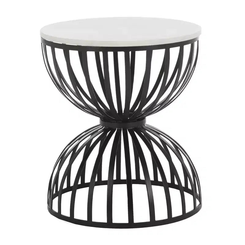 Table d'appoint ronde - Marbre blanc/Noir