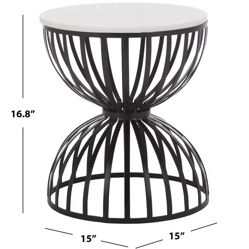 Table d'appoint ronde - Marbre blanc/Noir