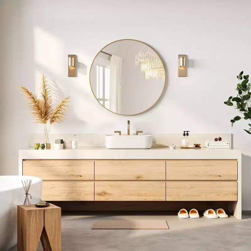 Miroir Rond - Grand Miroir Mural Doré avec Cadre en Métal