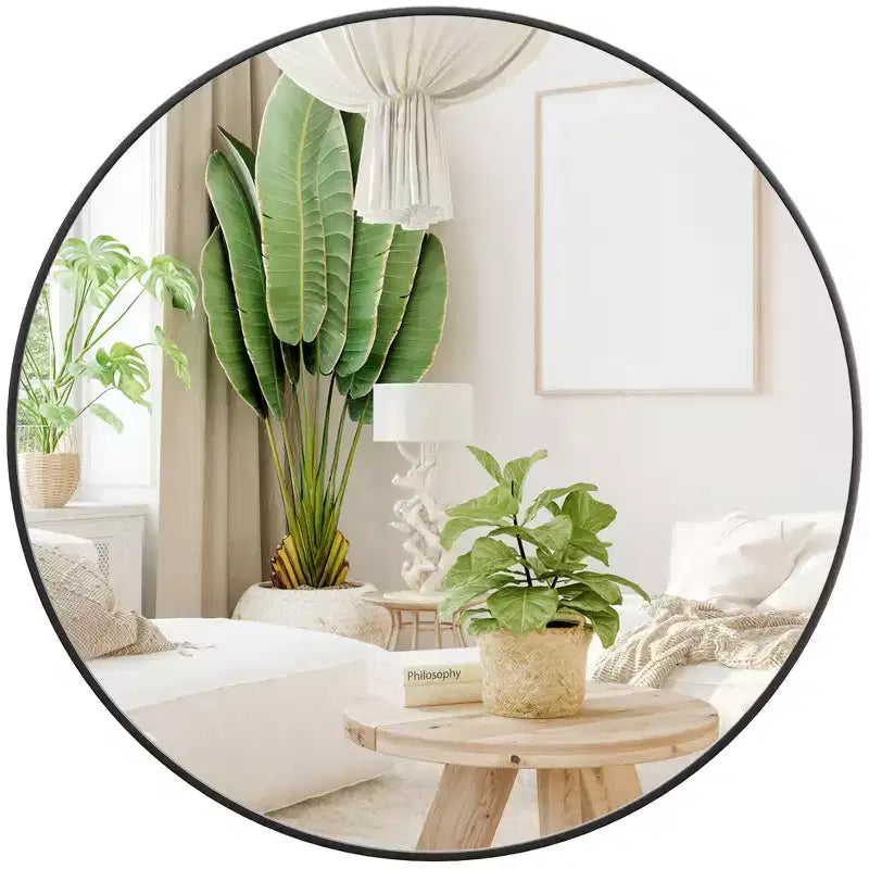Miroir Rond - Grand Miroir Mural Doré avec Cadre en Métal