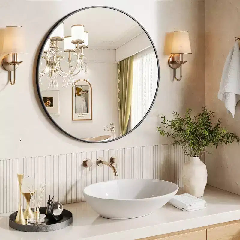Round Mirror - Large Gold Wall Mirror with Metal Frame Ideal Bathroom Mirror for Entryway Living Room & Dining Room Decor