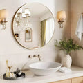 Miroir Rond - Grand Miroir Mural Doré avec Cadre en Métal