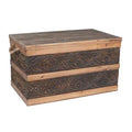 Household Essentials Decorative Trunk Embossed Metal Large Walnut and Almond Stain