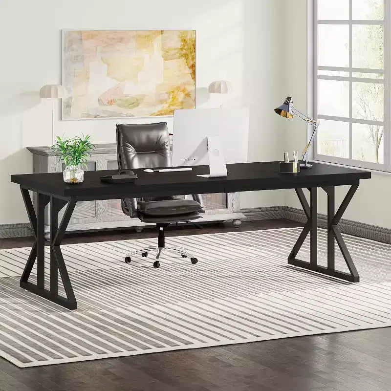 Lantine 78.7-Inch Executive Desk Computer Desk for Home Office Black