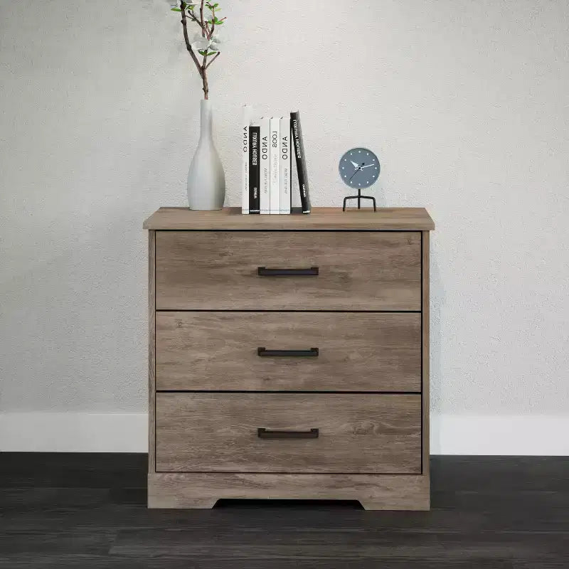 Table de chevet rustique avec 3 tiroirs