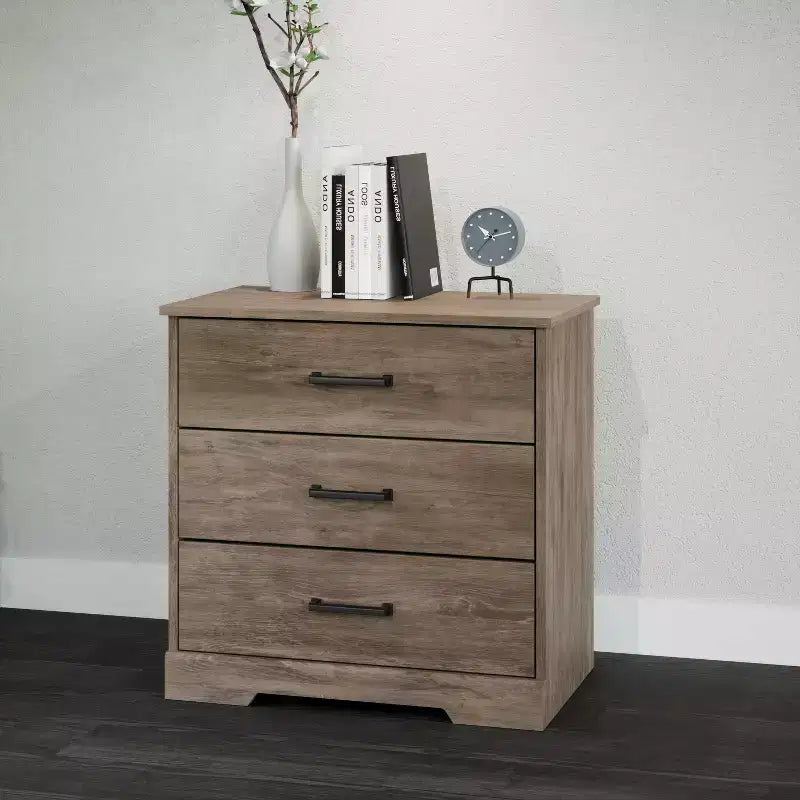 Table de chevet rustique avec 3 tiroirs