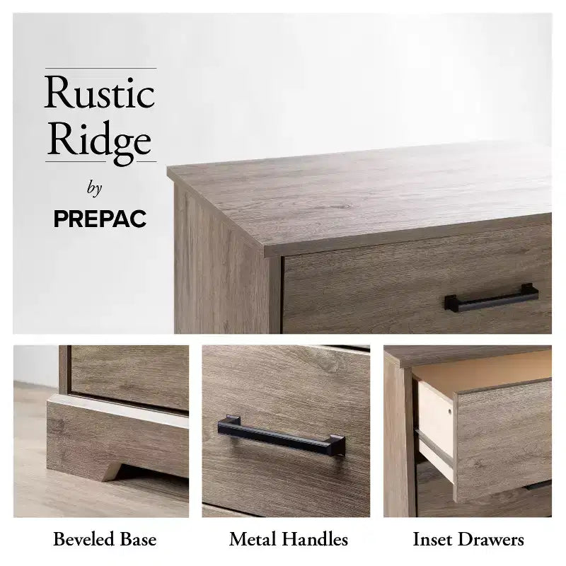 Table de chevet rustique avec 3 tiroirs