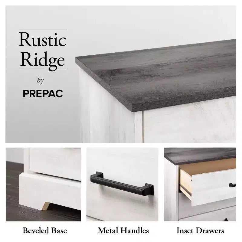 Table de chevet rustique avec 3 tiroirs