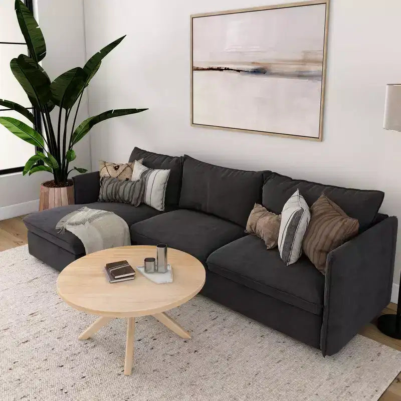 Table basse ronde à pieds croisés en bois massif, 36 pouces, pour salon