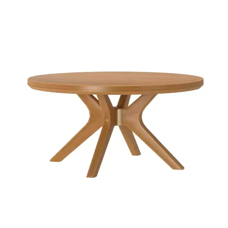 Table basse ronde à pieds croisés en bois massif, 36 pouces, pour salon