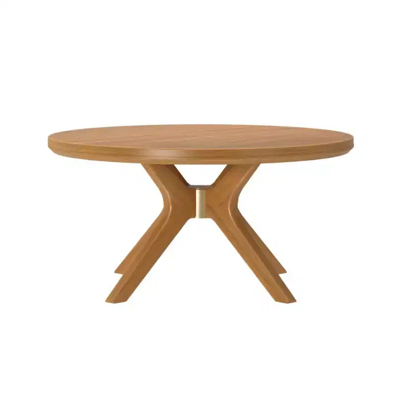 Table basse ronde à pieds croisés en bois massif, 36 pouces, pour salon