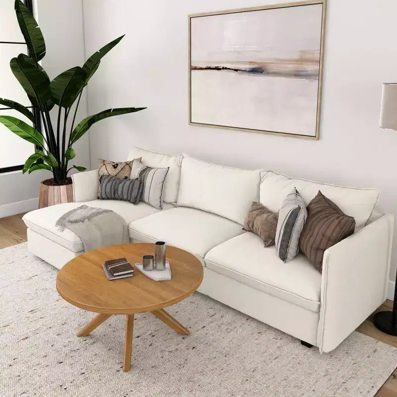 Table basse ronde à pieds croisés en bois massif, 36 pouces, pour salon