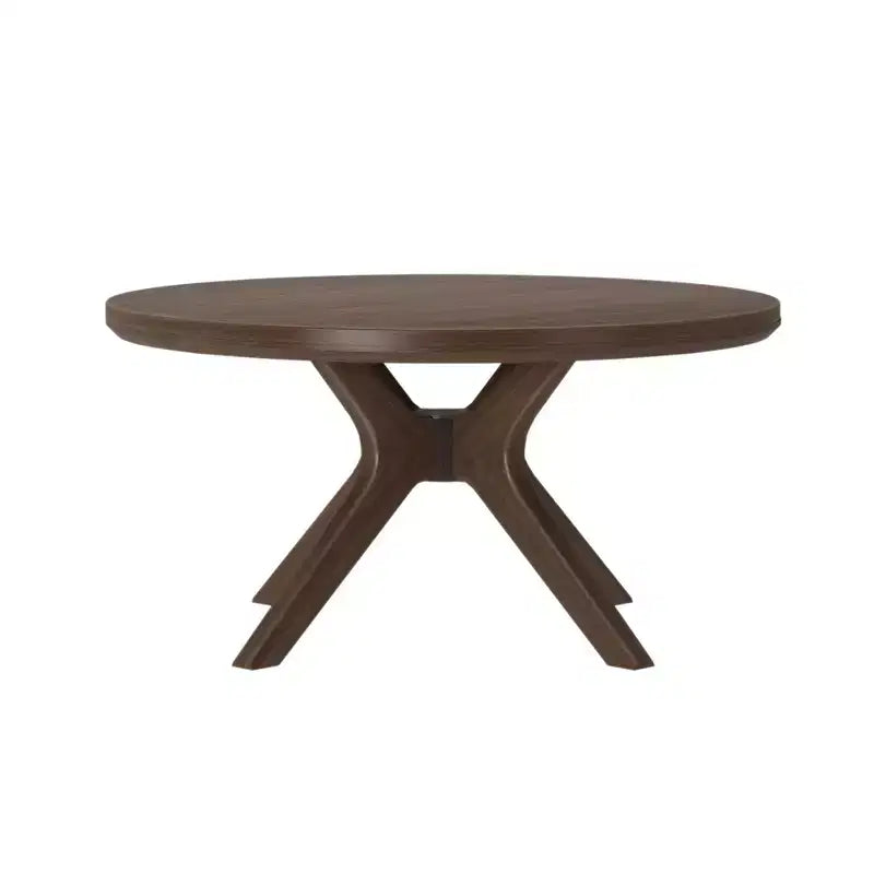 Table basse ronde à pieds croisés en bois massif, 36 pouces, pour salon