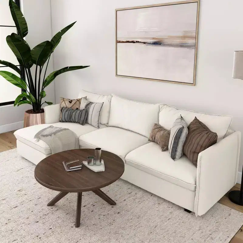 Table basse ronde à pieds croisés en bois massif, 36 pouces, pour salon