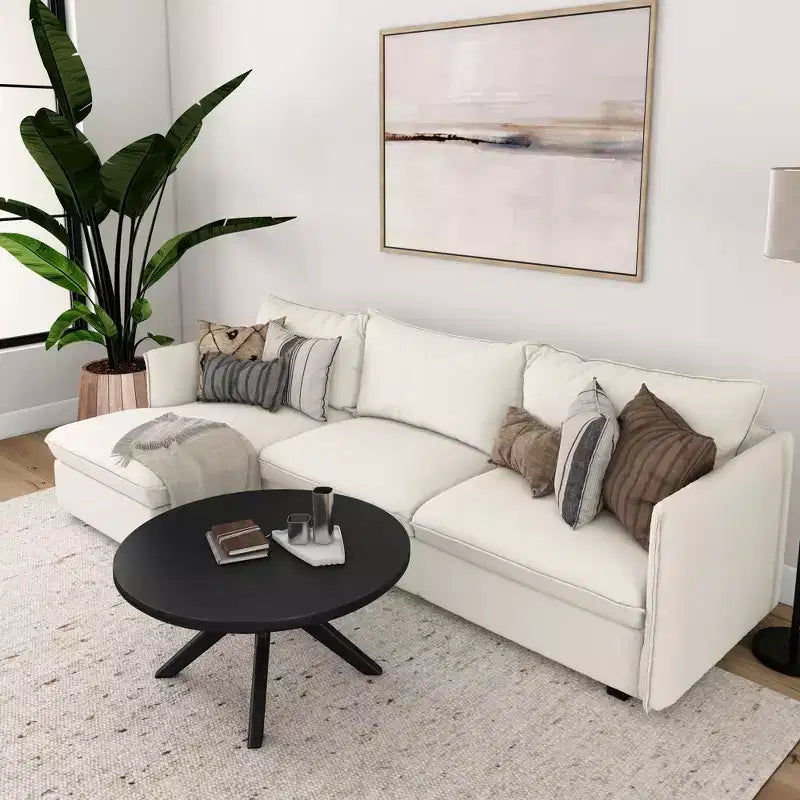 Table basse ronde à pieds croisés en bois massif, 36 pouces, pour salon