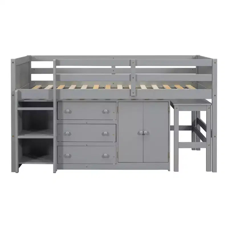 Cadre de lit simple en bois massif, lit mezzanine bas