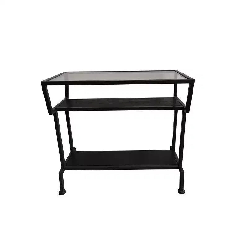 Table d'appoint avec étagères de rangement Noir