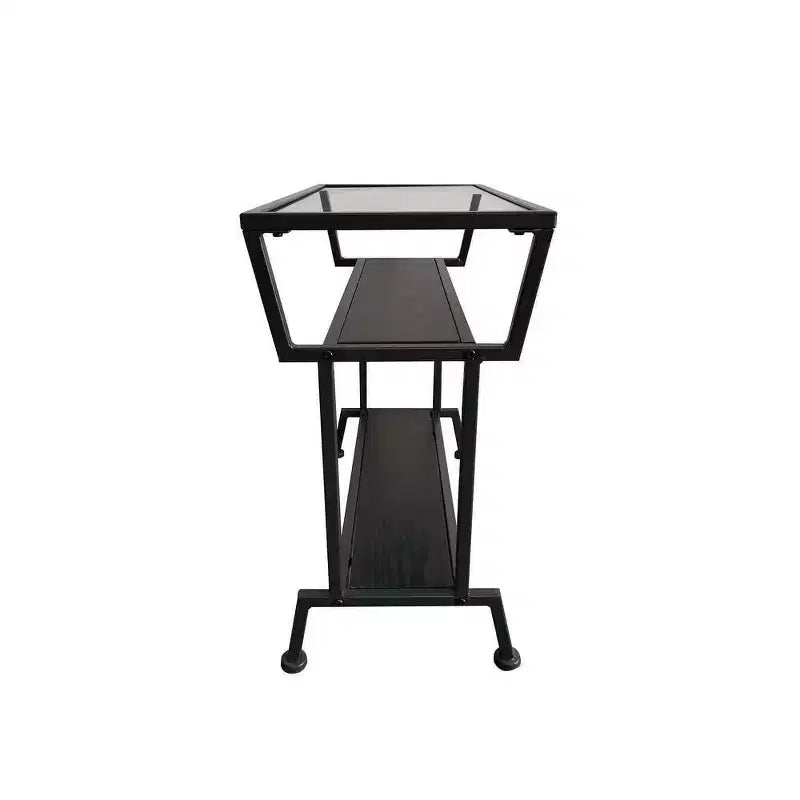 Table d'appoint avec étagères de rangement Noir