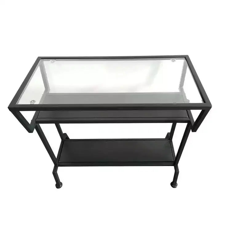 Table d'appoint avec étagères de rangement Noir