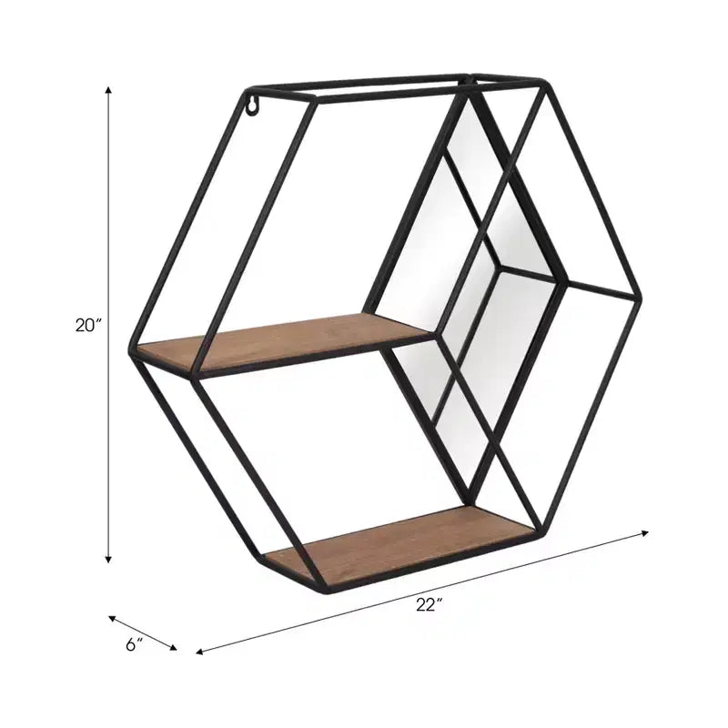 Étagère murale hexagonale à miroir - Métal contemporain