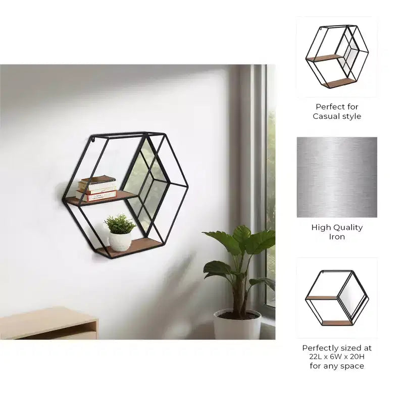 Étagère murale hexagonale à miroir - Métal contemporain