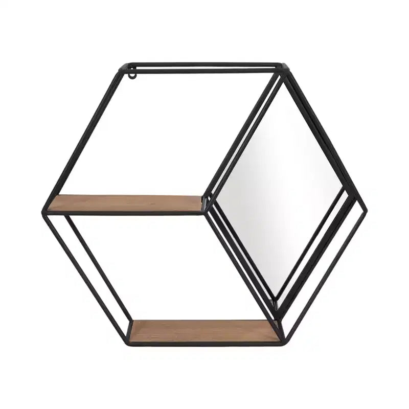 Étagère murale hexagonale à miroir - Métal contemporain