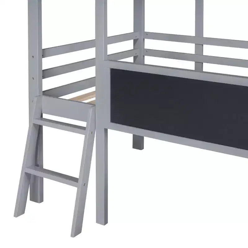 Lit mezzanine double en bois avec échelle